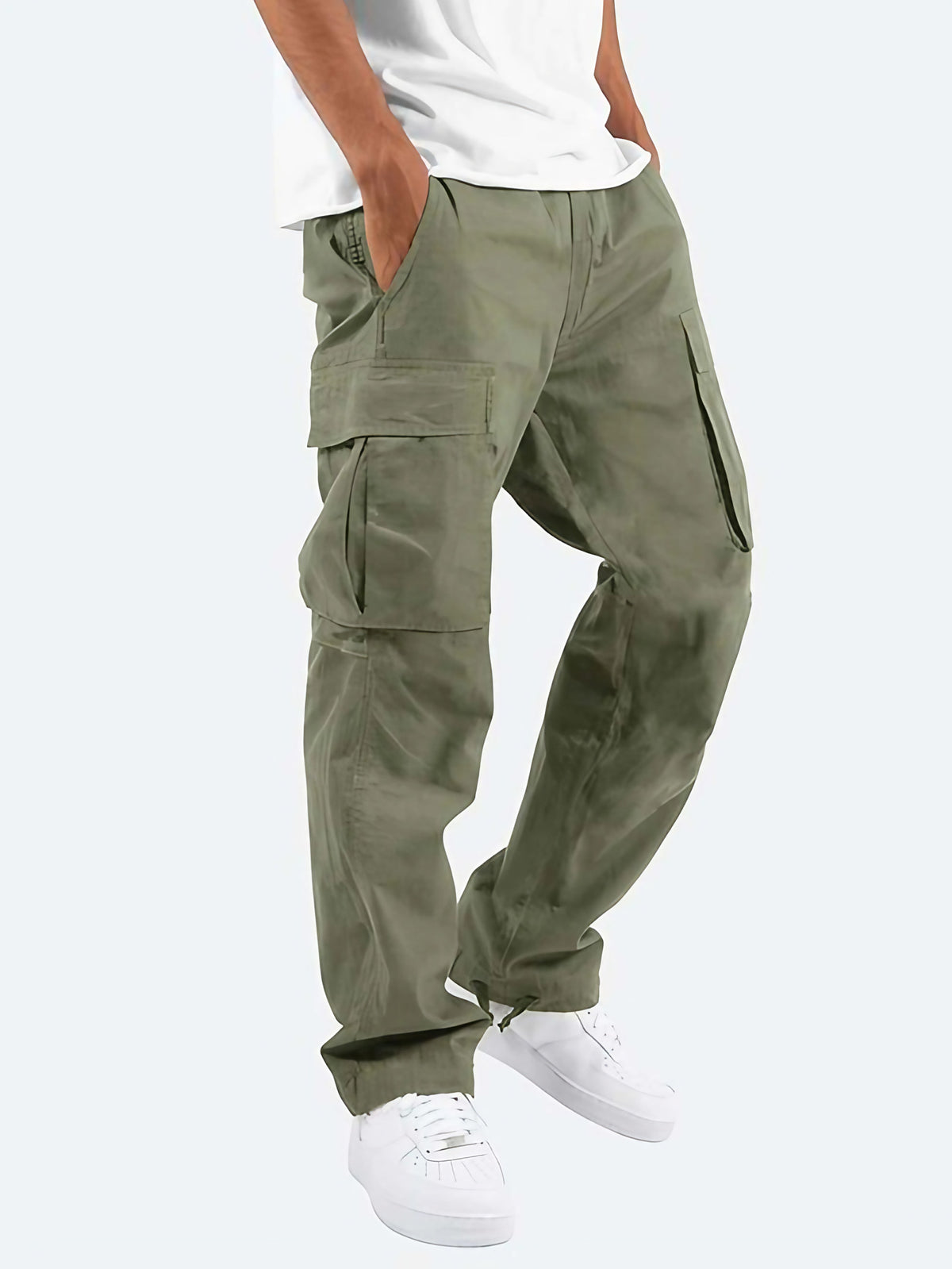Pantalon cargo homme à jambe droite, trois coloris, du S au 5XL, vert