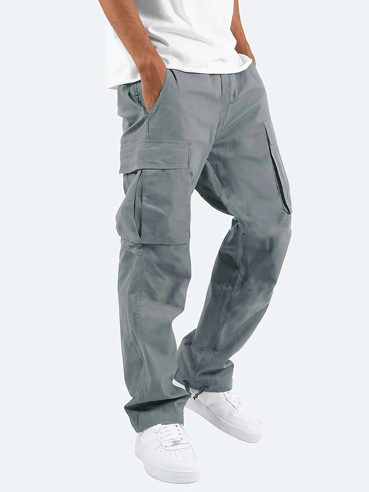Pantalon cargo homme à jambe droite, trois coloris, du S au 5XL, gris