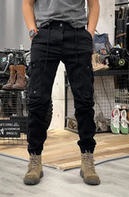 Pantalon cargo stretch homme, avec ou sans poches cargo, noir, avec poches cargo
