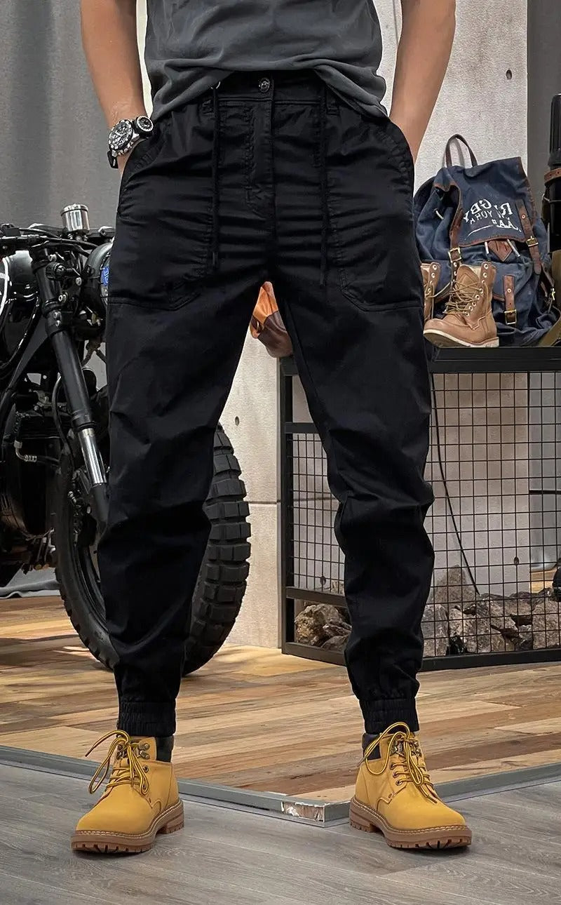 Pantalon cargo stretch homme, avec ou sans poches cargo, noir, sans poches cargo