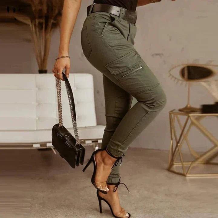 Pantalon cargo skinny femme taille mi-haute, du 36 au 44