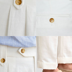 Pantalon à pinces homme blanc, taille haute à double bouton