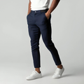 Pantalon chino homme extensible, coupe ajustée, six coloris, bleu marine