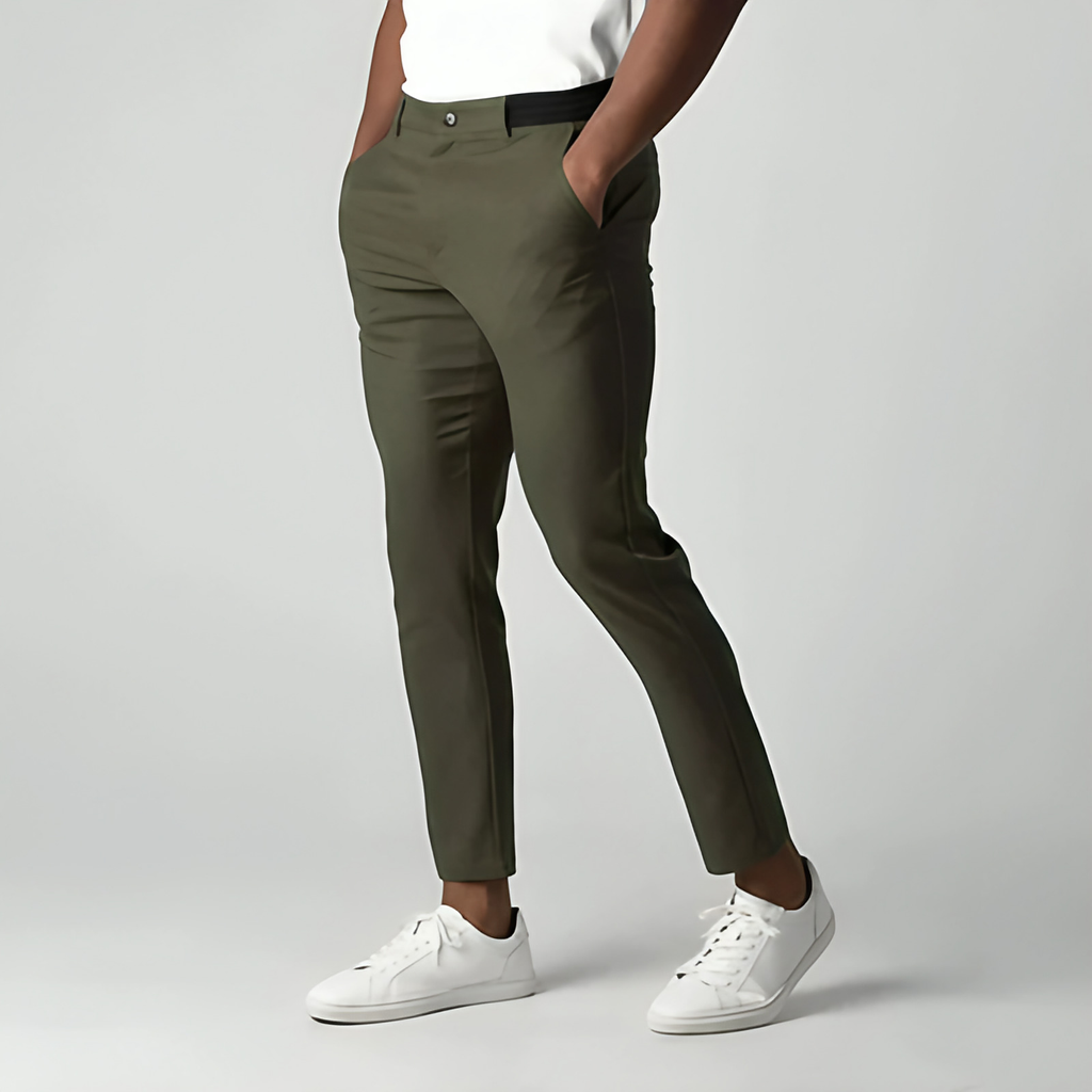 Pantalon chino homme extensible, coupe ajustée, six coloris, vert
