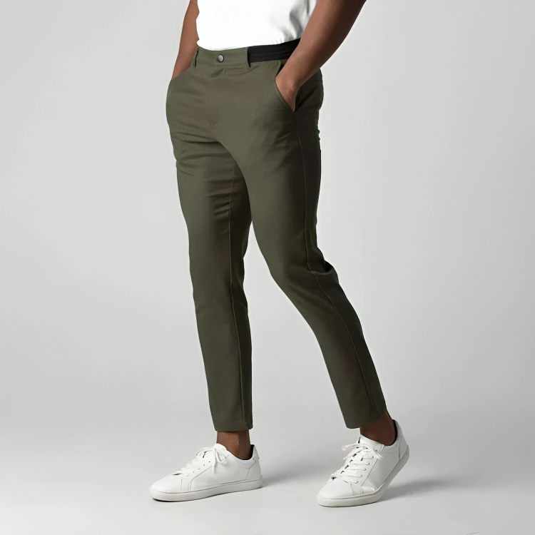 Pantalon chino homme extensible, coupe ajustée, six coloris, vert