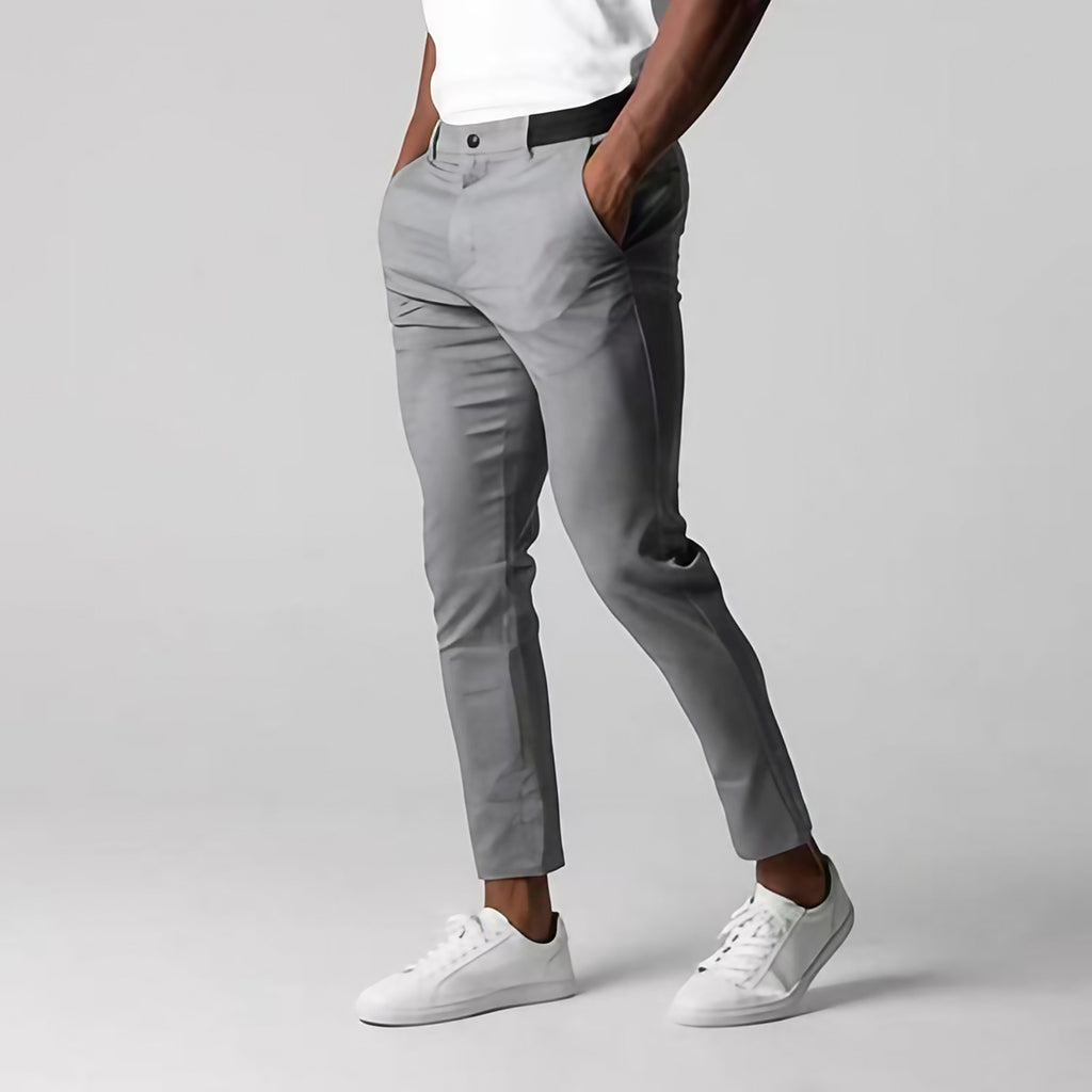 Pantalon chino homme extensible, coupe ajustée, six coloris, gris