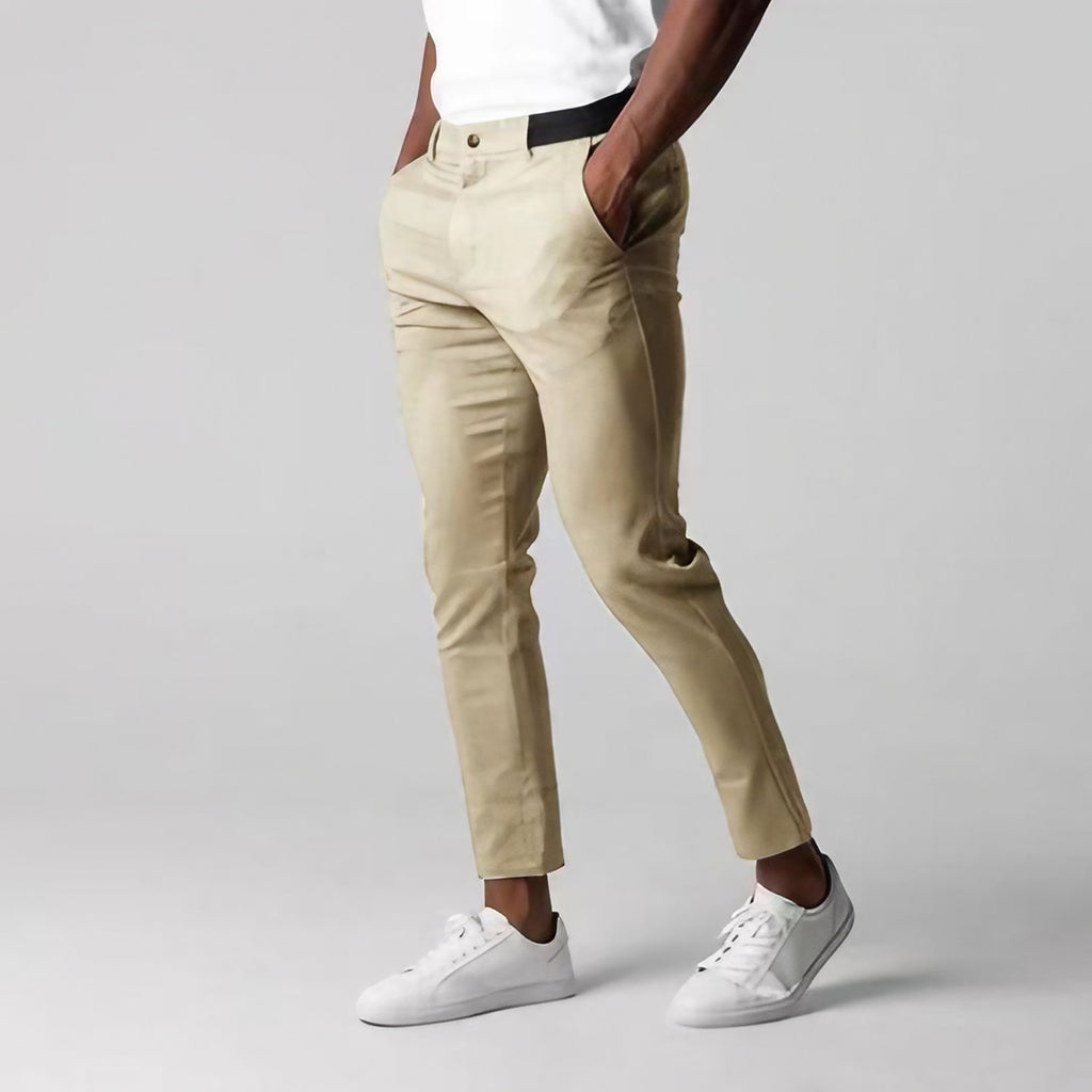 Pantalon chino homme extensible, coupe ajustée, six coloris, kaki