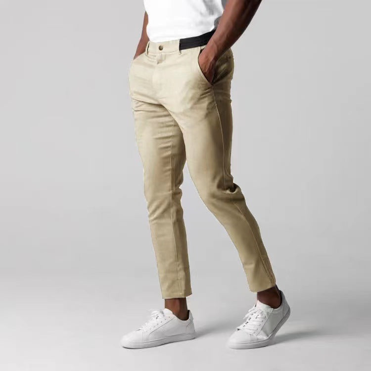 Pantalon chino homme extensible, coupe ajustée, six coloris, kaki