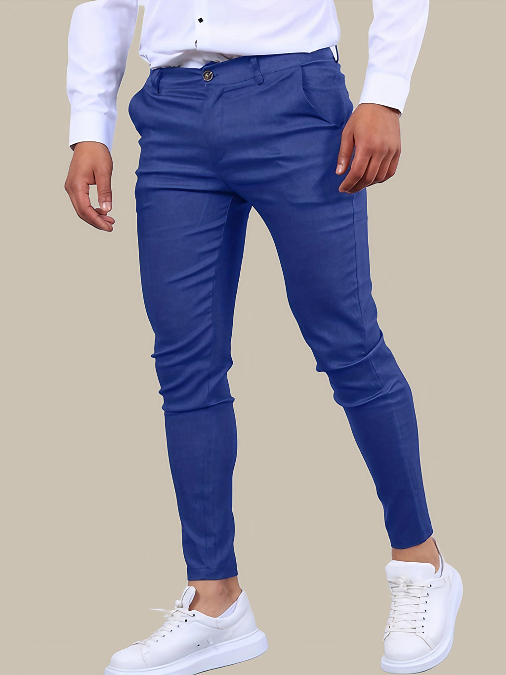 Pantalon chino homme coupe slim, huit coloris, du XS au 3XL, bleu