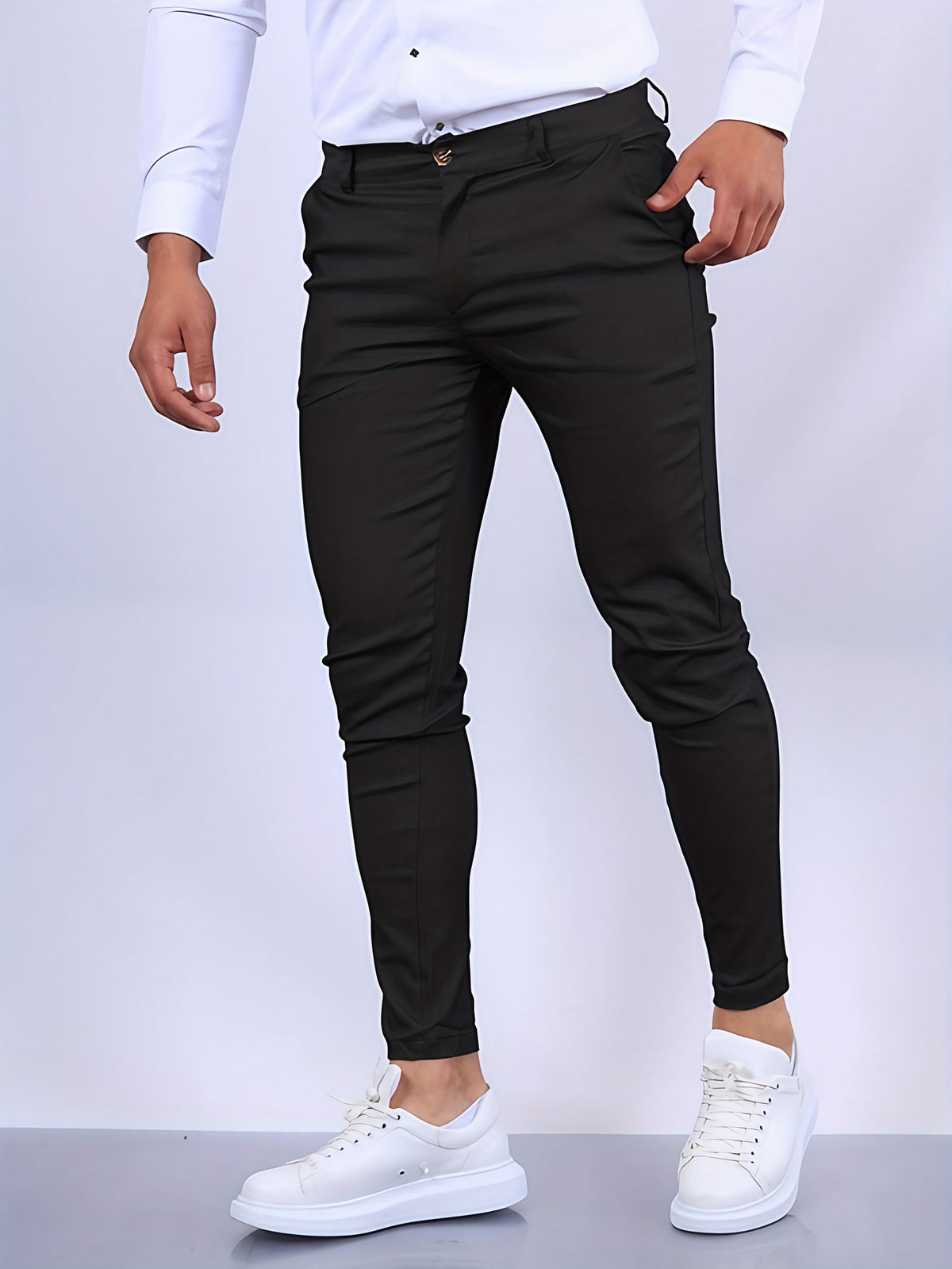 Pantalon chino homme coupe slim, huit coloris, du XS au 3XL, gris foncé
