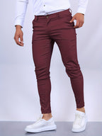 Pantalon chino homme coupe slim, huit coloris, du XS au 3XL, bordeaux