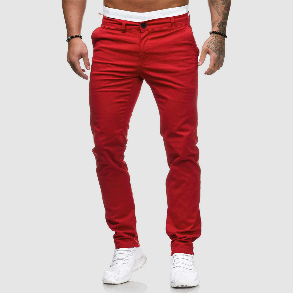 Pantalon chino homme coupe ajustée, quatre coloris, du S au 2XL