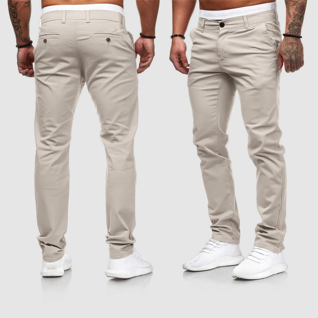 Pantalon chino homme coupe ajustée, quatre coloris, du S au 2XL, kaki