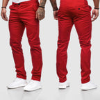Pantalon chino homme coupe ajustée, quatre coloris, du S au 2XL, rouge