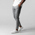 Pantalon court homme coupe slim, gris ou bleu marine, gris