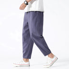 Pantalon court homme léger, cordon de serrage, quatre coloris, indigo