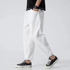 Pantalon court homme léger, cordon de serrage, quatre coloris, blanc