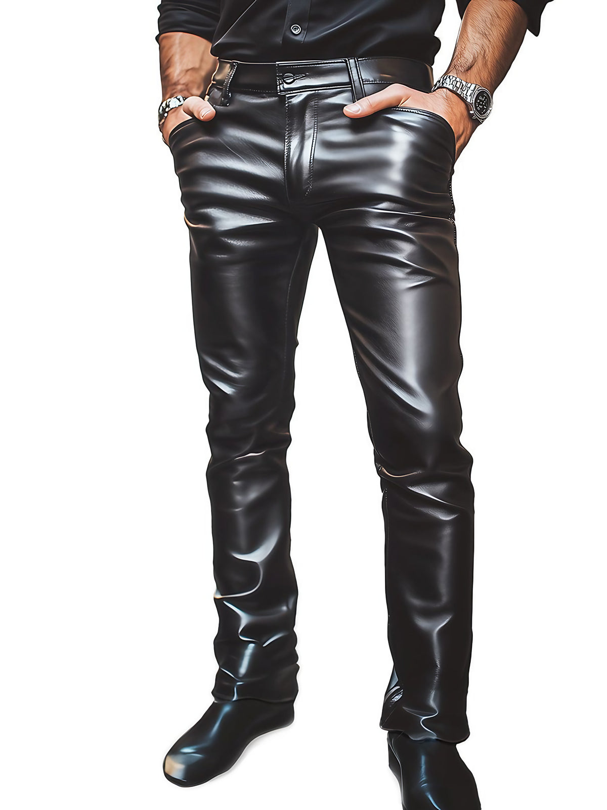 Pantalon homme noir uni à coupe souple, du S au 3XL