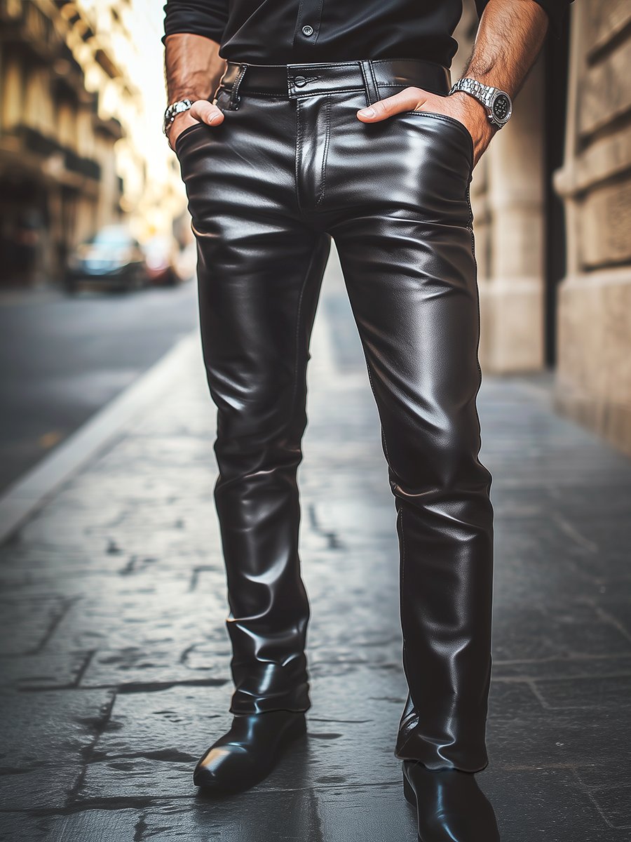 Pantalon homme noir uni à coupe souple, du S au 3XL