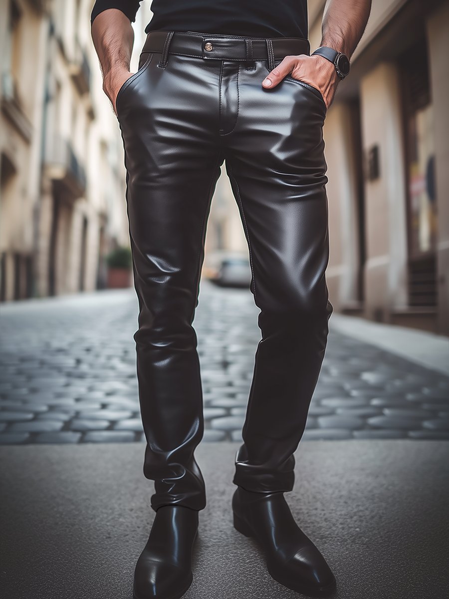 Pantalon homme noir uni à coupe souple, du S au 3XL