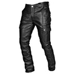 Pantalon homme noir style motard, du S au 4XL