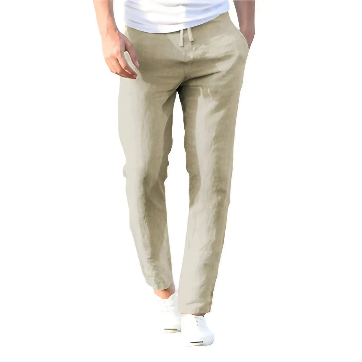 Pantalon homme d'été coupe décontractée, beige, blanc ou bleu, beige