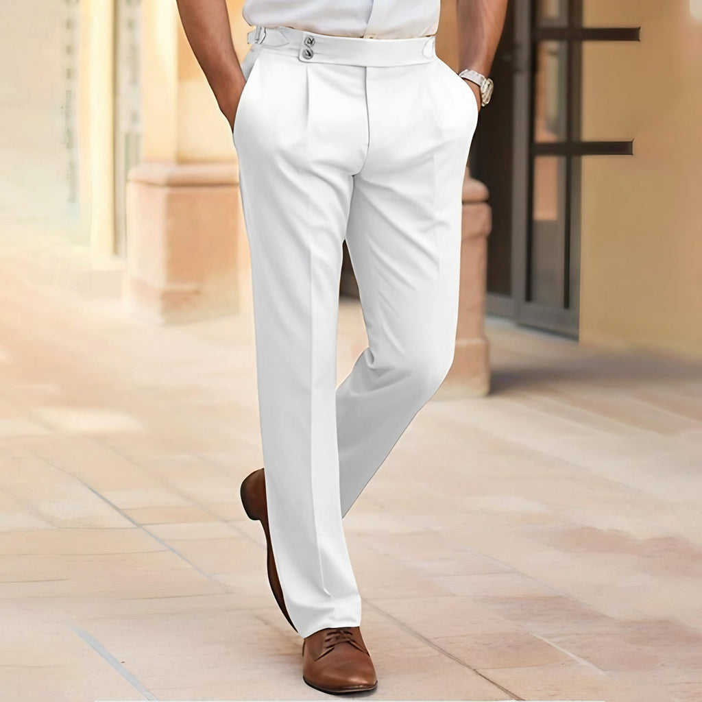 Pantalon de costume homme coupe ajustée, tissu léger, blanc
