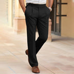 Pantalon de costume homme coupe ajustée, tissu léger, noir
