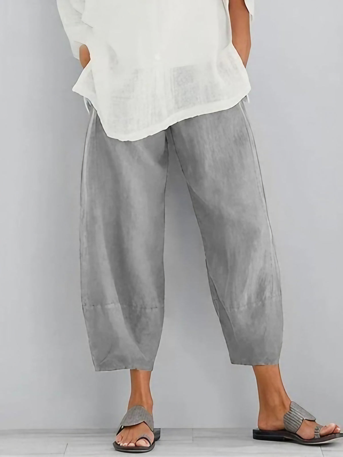 Pantalon de loisirs femme pour l'été, du S au 5XL, gris