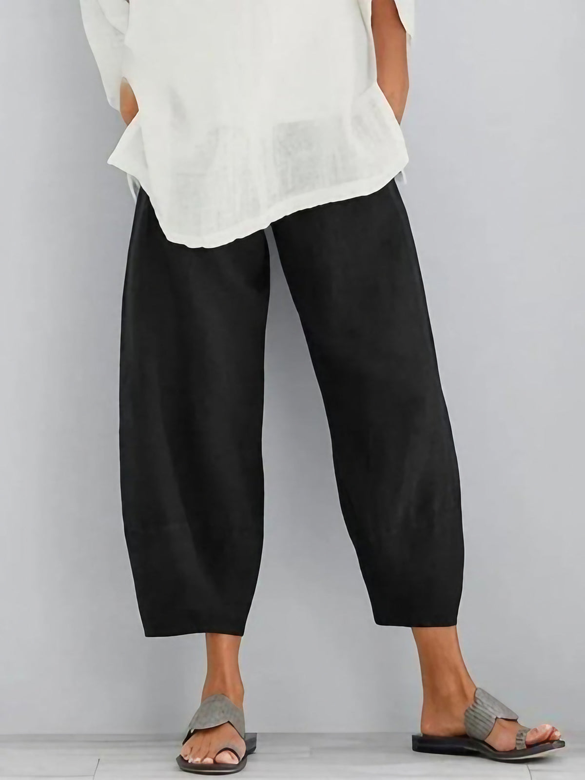 Pantalon de loisirs femme pour l'été, du S au 5XL, noir
