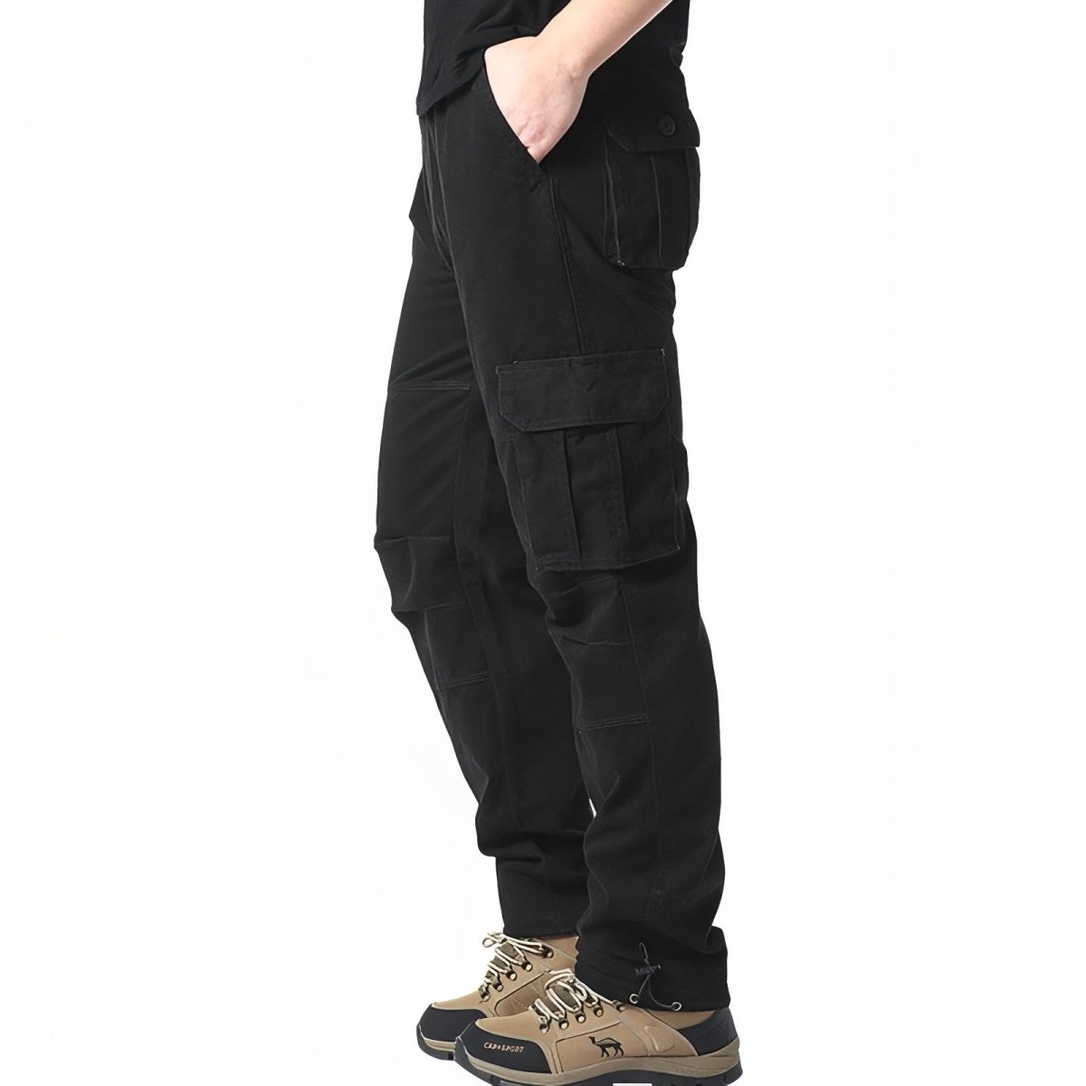 Pantalon de randonnée homme à poches cargo, du M au 5XL, noir