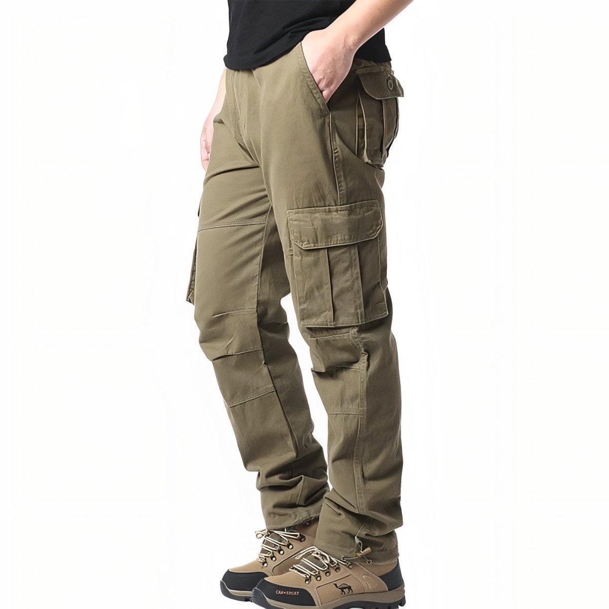 Pantalon de randonnée homme à poches cargo, du M au 5XL, beige olive