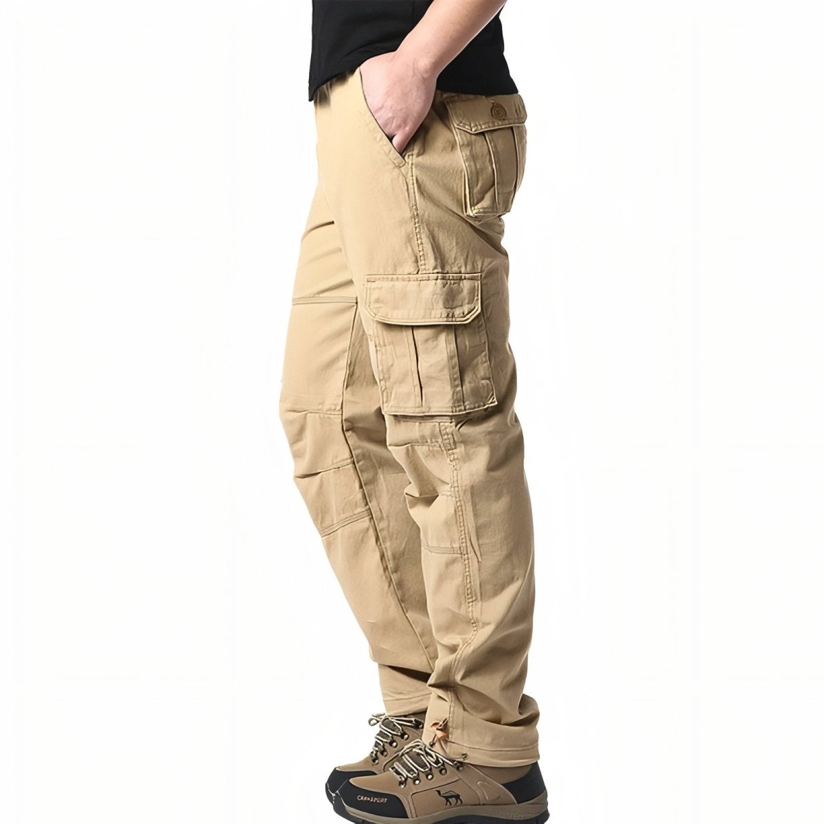 Pantalon de randonnée homme à poches cargo, du M au 5XL, beige clair