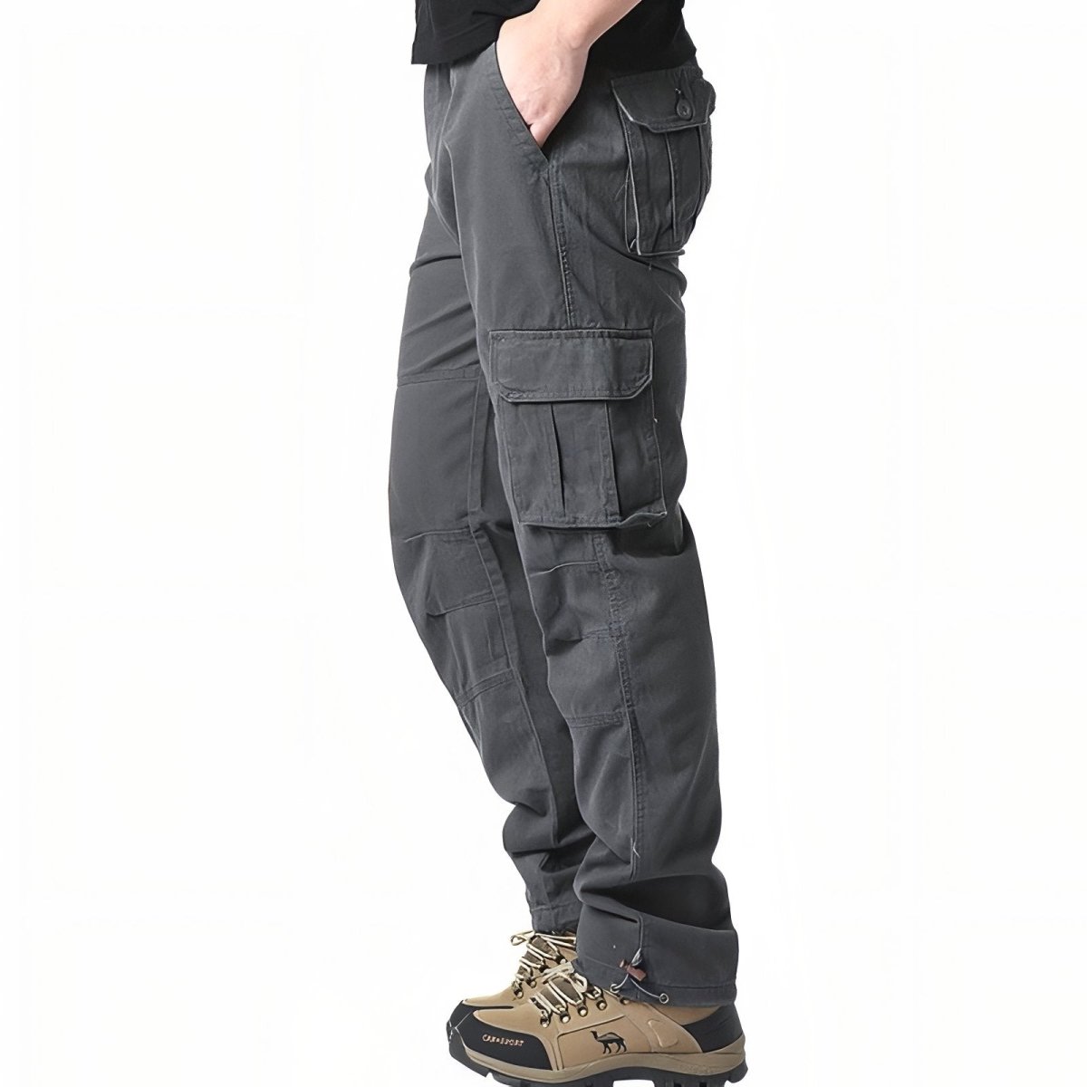 Pantalon de randonnée homme à poches cargo, du M au 5XL, gris foncé