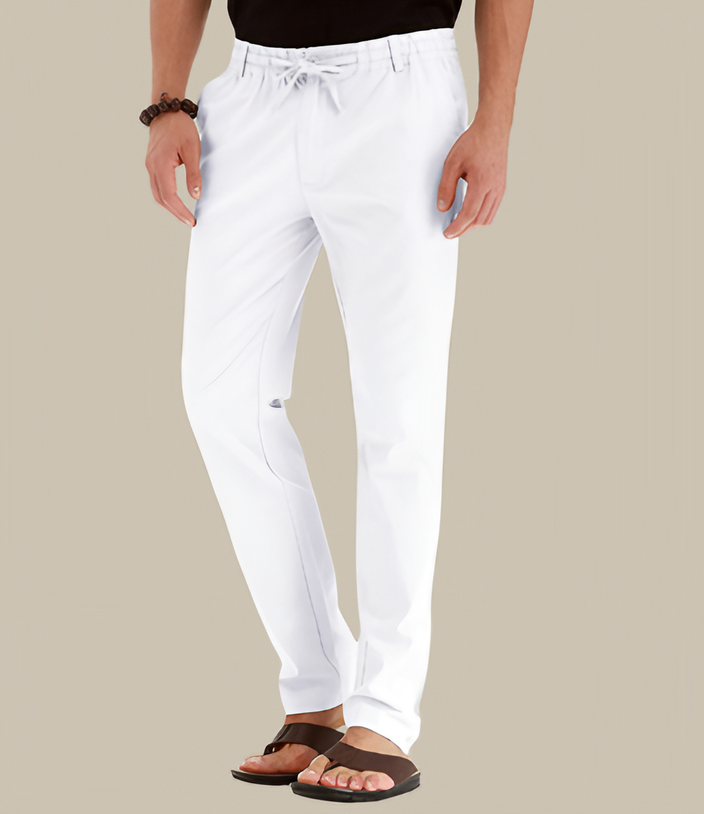 Pantalon d'été homme à taille élastique, huit coloris, du S au 3XL, blanc