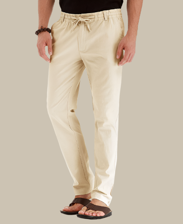 Pantalon d'été homme à taille élastique, huit coloris, du S au 3XL, beige
