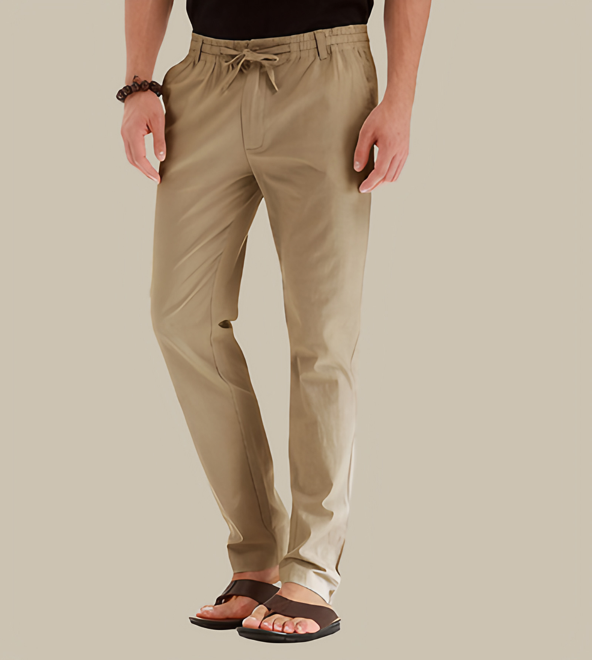 Pantalon d'été homme à taille élastique, huit coloris, du S au 3XL, kaki