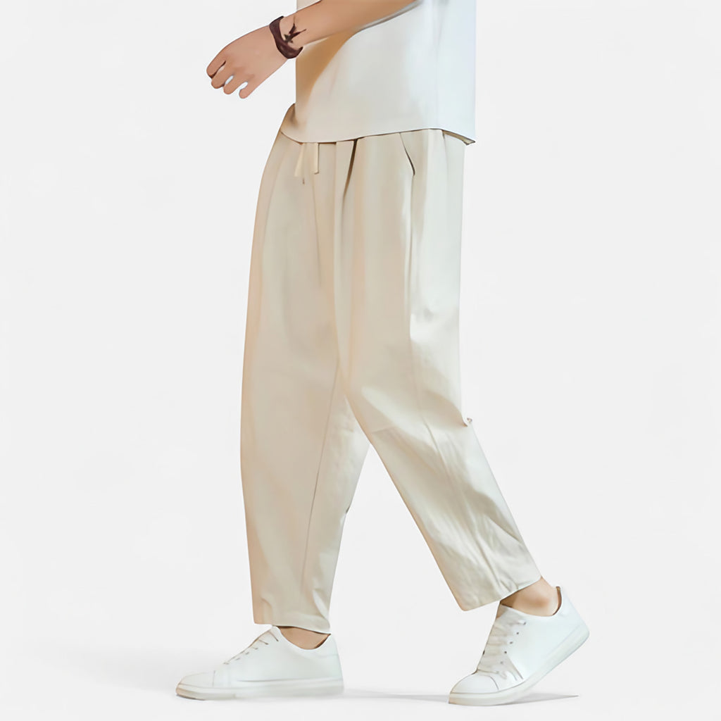 Pantalon décontracté homme, coupe droite, taille ajustable