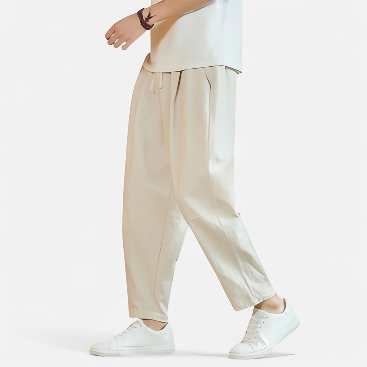 Pantalon décontracté homme, coupe droite, taille ajustable
