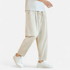 Pantalon décontracté homme, coupe droite, taille ajustable, kaki