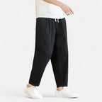 Pantalon décontracté homme, coupe droite, taille ajustable, noir