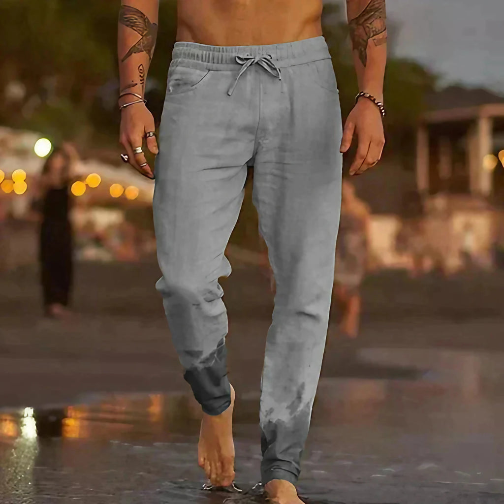Pantalon d'été homme décontracté, peu froissable, du S au 5XL, gris