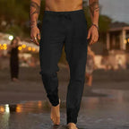 Pantalon d'été homme décontracté, peu froissable, du S au 5XL, noir