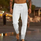 Pantalon d'été homme décontracté, peu froissable, du S au 5XL, blanc