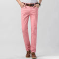 Pantalon homme extensible coupe droite, rose, jaune ou rouge, rose