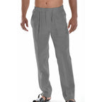 Pantalon d'été homme ample, taille élastique, longueur cheville, gris