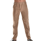 Pantalon d'été homme ample, taille élastique, longueur cheville, marron