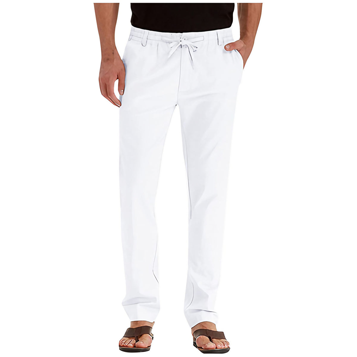 Pantalon d'été ample homme, tissu léger, sept coloris, blanc