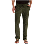 Pantalon d'été ample homme, tissu léger, sept coloris, vert armée