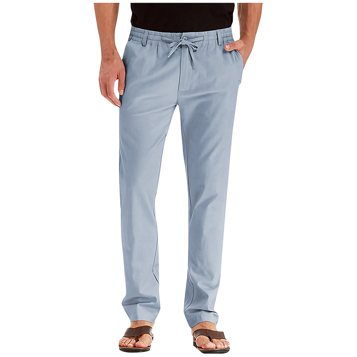 Pantalon d'été ample homme, tissu léger, sept coloris, bleu ciel